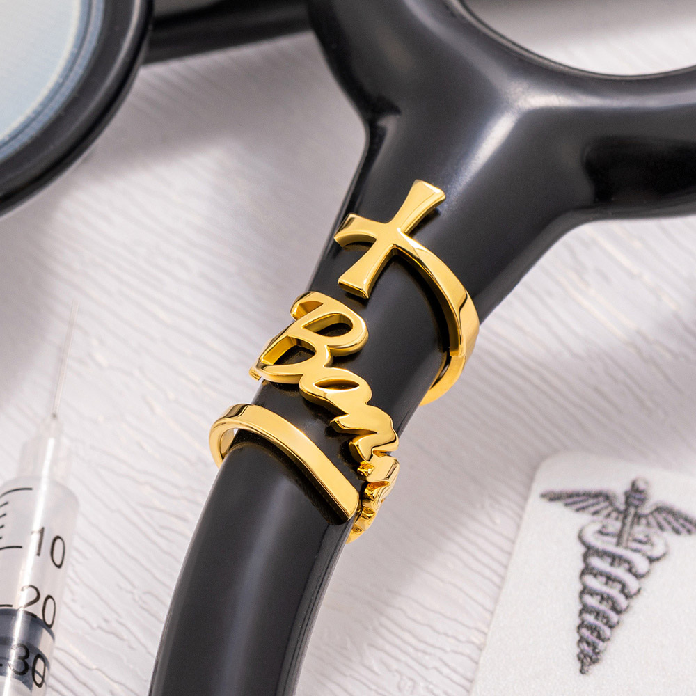Medical Label - Étiquette de nom de stéthoscope croisé